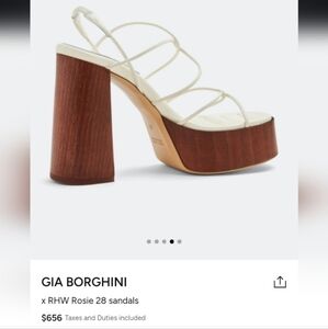 GIA BORGHINI GIA X RHW Rosie 28 Strappy IvoryLeather Wood Platform Sandals Sz 8